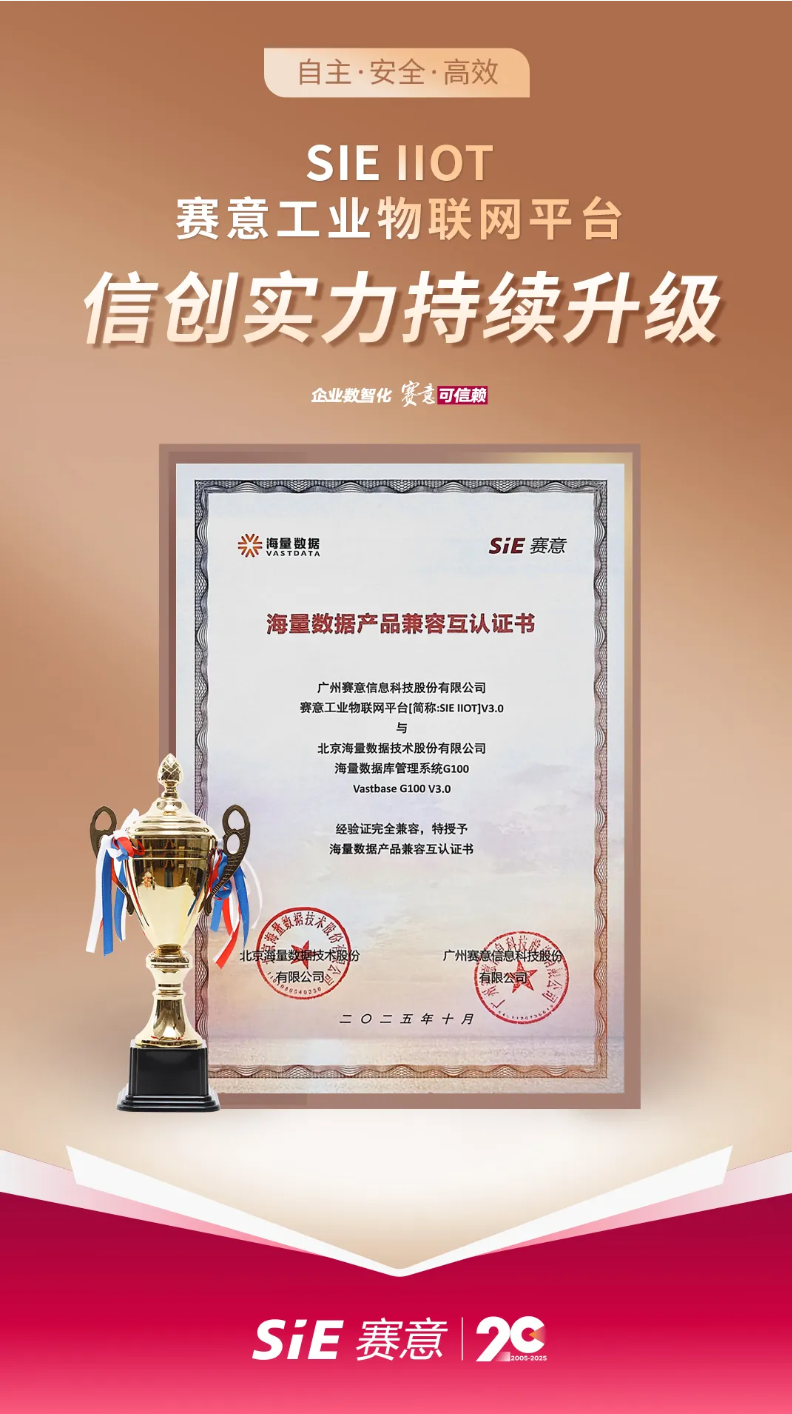 赛意工业物联网平台斩获海量数据认证，以全栈AIoT能力驱动工业智变